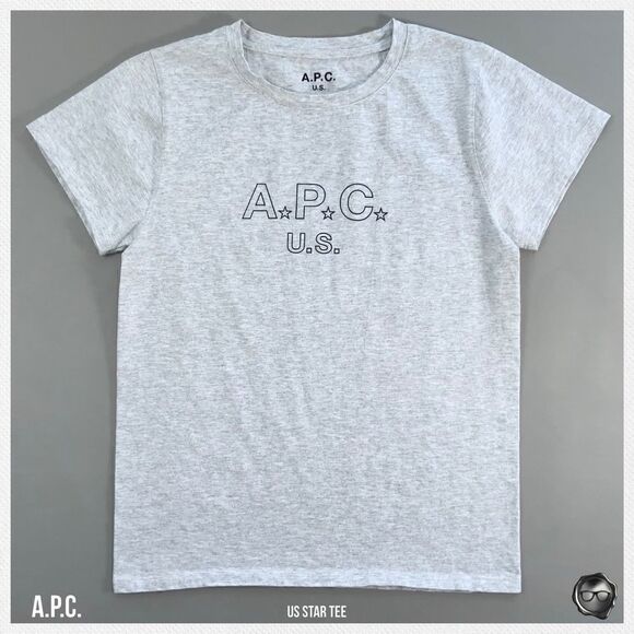 A.P.C. U.S. STAR LOGO TEE IN GREY MELANGE 2017 U.S. CAPSULE COLLECTION WOMEN NWT - Picture 1 of 12
